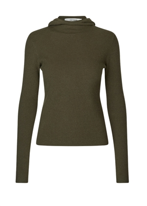 Alanis hood knit Dark Olive Oval Square 